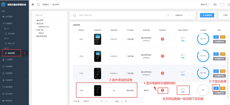 在二維碼門(mén)禁軟件后臺 給人員同步斷網(wǎng)情況可以開(kāi)門(mén)和掃碼乘梯的權限